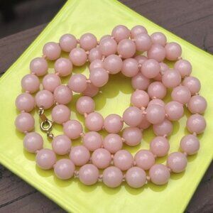 CROWN TRIFARI Pink Agate Stone Hand Knotted NECKLACE
